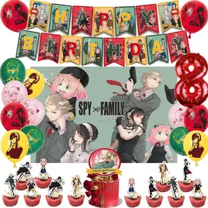 SPYed Family Birthday Party Decoration Balloon Backdrop Banner Cake Topper Party Supplise Kids Toys