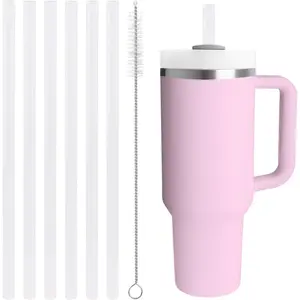 Replacement Straw Compatible with 40 oz  Quencher Tumbler, 12 Inch Extra Long  Plastic Straws for 40 Oz Cup,Milky White,6 Pack