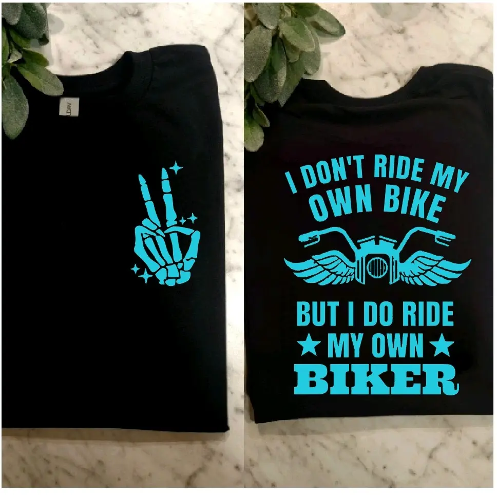 funny biker shirt motorcycle riding ride my own biker short sleeve t-shirt  humor cute black and blue