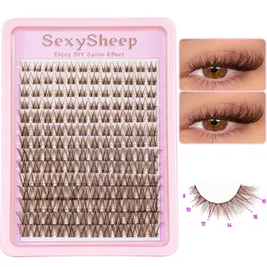 Brown Lash Clusters Natural Lash Extensions Wispy Eyelash Clusters C-Curly Lashes Clusters for Everyday Wear Beginner Friendly DIY Eyelash Clusters Dark Brown Cluster Eyelash Extensions False Eyelashes Clusters