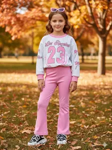 Girl's Adorable Toddler Girl Floral Embroidered Ruffle Collar Sweatshirt & Pants Set Blue Lace Trim Floral Design Sweatsuit Cozy Infant Baby Girl Fall Winter 2-Piece Qutfit for Playtime & Parties