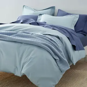Premium Smooth Supima® Cotton Wrinkle-Free Sateen Bed Sheet Set - Blue Dusk