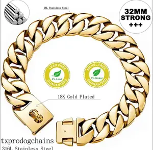 Big Dog Chains Luxury Gold Collares Pet hip hop leads kit Dog collars choke necklace Collar Leash Bully link Cuban dog Chain