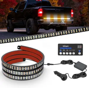 Nilight 60 Inch Strobe Light Strips with Controller, 384LED Flashing Safety for Rear Window Tailgate on Truck Trailer Construction Plow Pickup Tow SUV Vehicles, Amber White