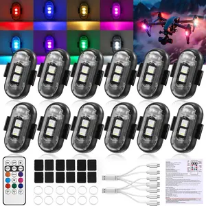 Wireless LED Lights for Car, Wireless LED Strobe Lights with Remote Control, 8 Colors IP65 Waterproof USB High Brightness Anti-Collision for Car Motorcycle Truck Drone RC Aircraft Bike