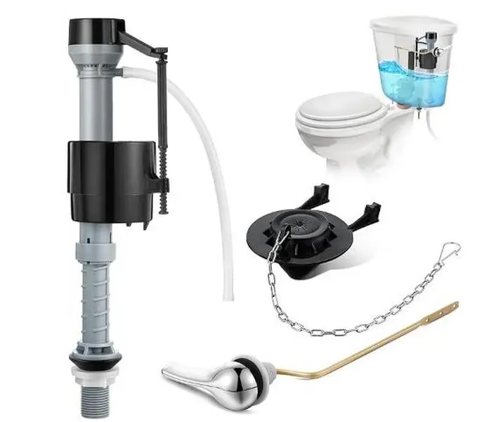 Multi-Piece Toilet Flusher Replacement Kit - 1 x Fill Valve, 2" Flapper, Side Handle, 8-13 In Adjustable Water Level, Durable, Corrosion Resistant, Low Flow, Leak Proof, Easy Installation with Detailed Instructions, Toilet Fixture
