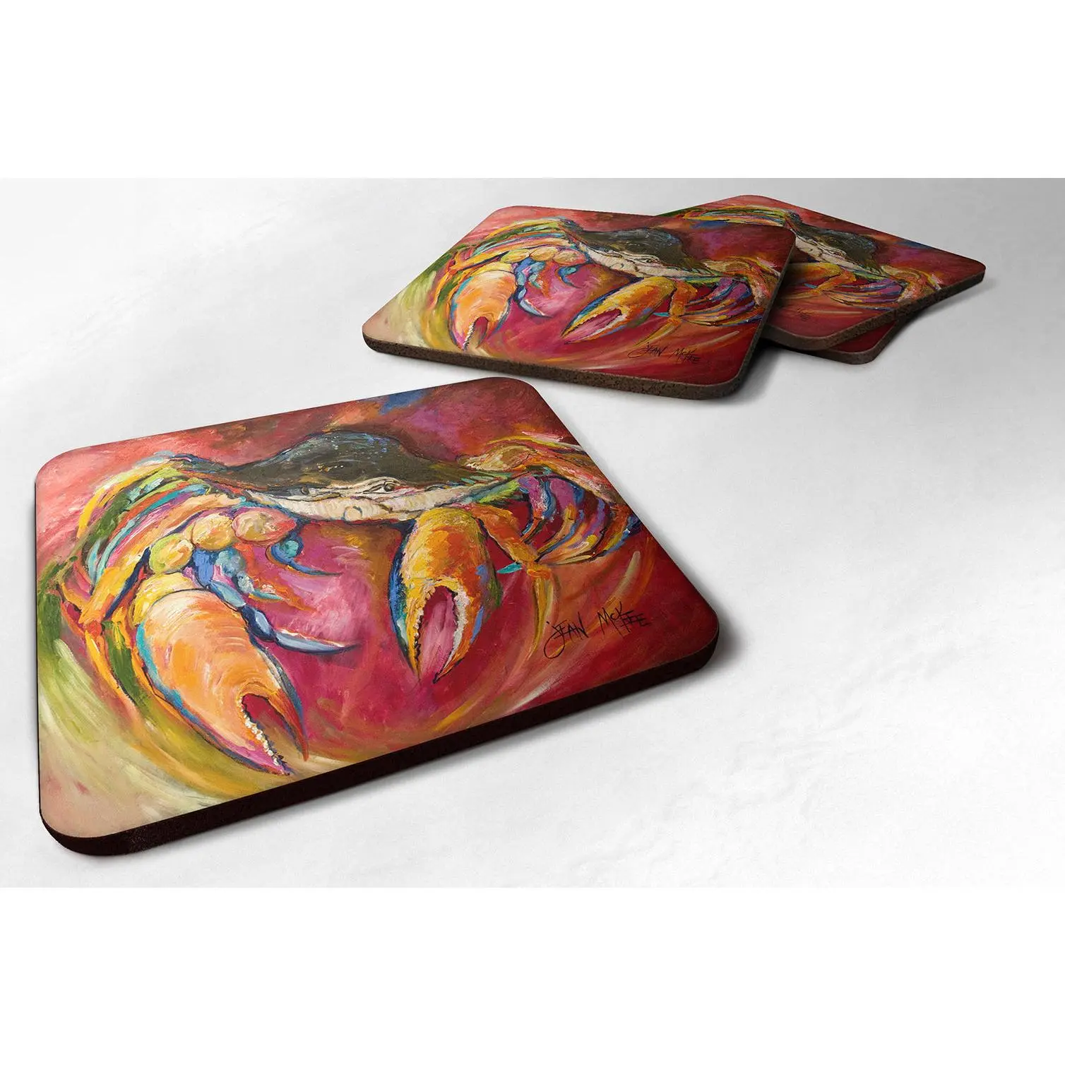 Crab Stars Foam Coasters Set of 4 Cup Coasters for Indoor Outdoor, Tabletop Protection, Anti Slip, Mouse pad Material