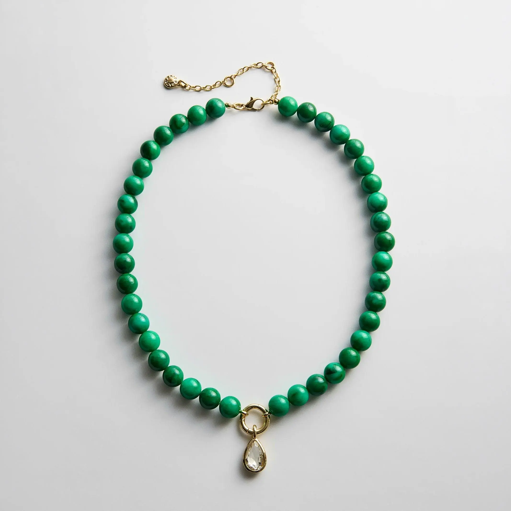 Janette Beaded Ring Necklace - Malachite