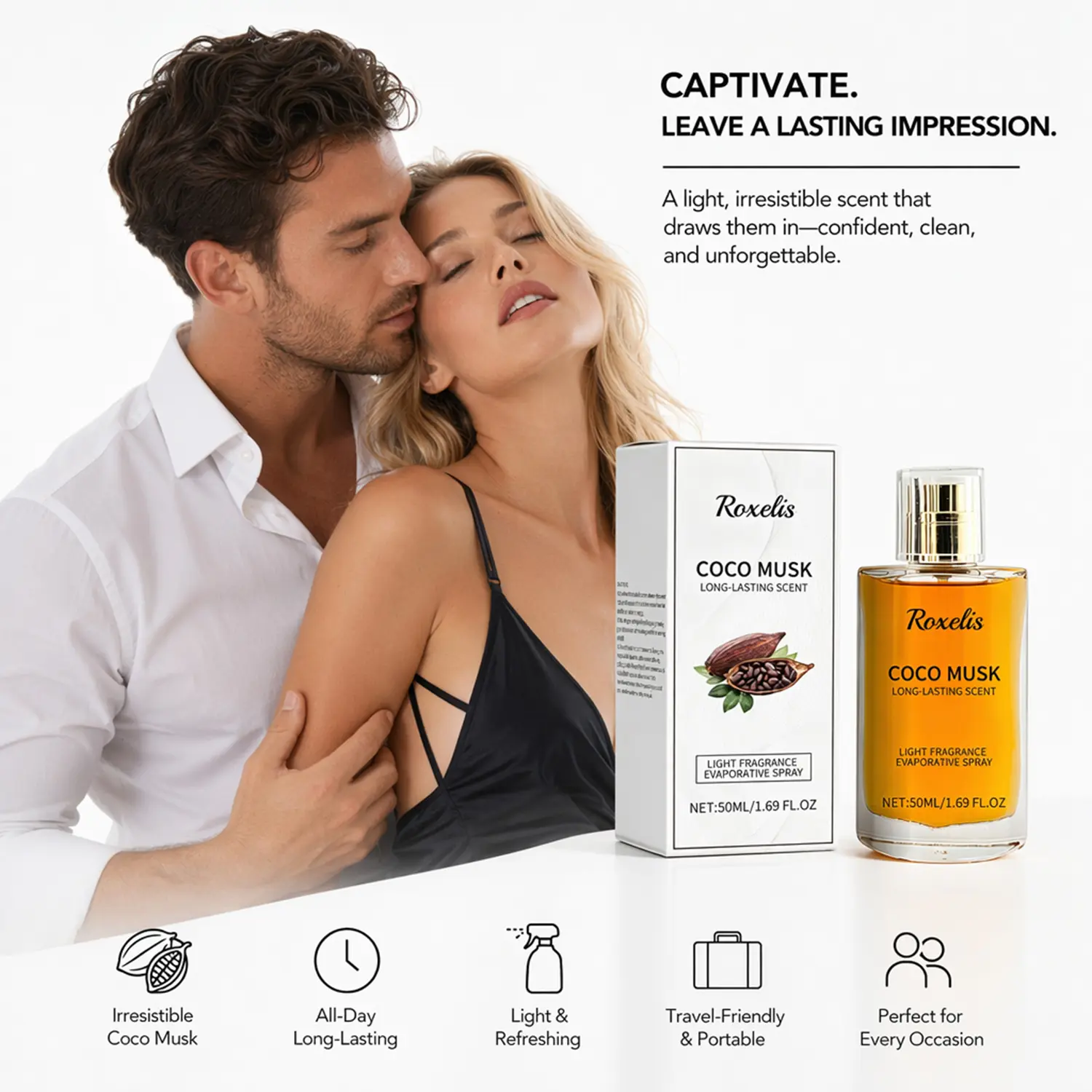 Men's Pheromone Perfume, Infused with Premium Pheromone Formula, Long Lasting Charming Fresh Scent, Specially Crafted to Leave a Captivating Impression, Perfect for Romantic Evenings, Ideal Valentine's Day Gift for Him 50ml