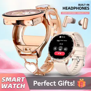 2 in 1 Smart Watches with Earbuds for Women Men(Call Answer/ Reject), 1.39’’ HD Smartwatch Compatible with iPhone Android Phones Outdoor Smart Watch with Multiple Sports Modes Pedometer Weather Check Digital Watch Gifts for Women Men