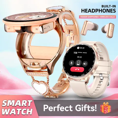 EIGIIS 2-in-1 Multifunctional Smartwatch with Built-in Wireless Earbuds (Earbuds + Watch), 1.39" 360x360 IPS Touchscreen Smart Watch, IP67 Waterproof, Wireless Calling, Music Player, Alarm Clock, Multi Sports Modes, Voice Assistant for iOS/Android