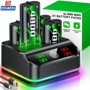 ESYWEN 4x4800mWh Rechargeable Xbox One Controller Battery Pack, Xbox Rechargeable Battery Station with LED Light, Xbox Charger Battery Pack for Xbox Series X|S/One S|X/One Elite Controller