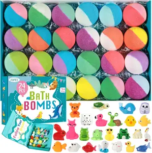 Bath Bombs for Kids, 24 Pack Colorful Bath Bomb Set with Surprise Inside, Gentle Fizzy Bubble Bath for Girls Boys, Gift Set for Kids