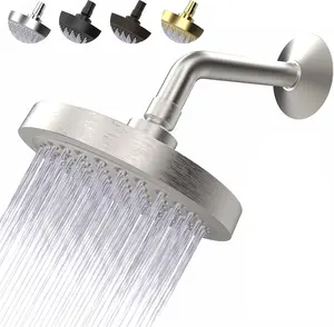 High  Shower  - Anti-Clogging  Nozzles - 2.5 GPM Removable Restrictor - Easy to Clean Adjustable Replacement - easy to install with Plumbers Tape - 6 inch - Brushed Nickel Finish