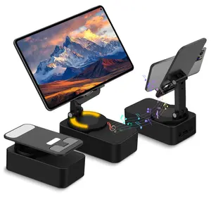 Cell Phone Stand with Wireless Bluetooth Speaker, LED, Anti-Slip Base HD Surround Sound,Perfect for Home/Outdoor with Bluetooth Speaker for Desk Compatible with iPhone/ipad/Android,Gifts for Men Women