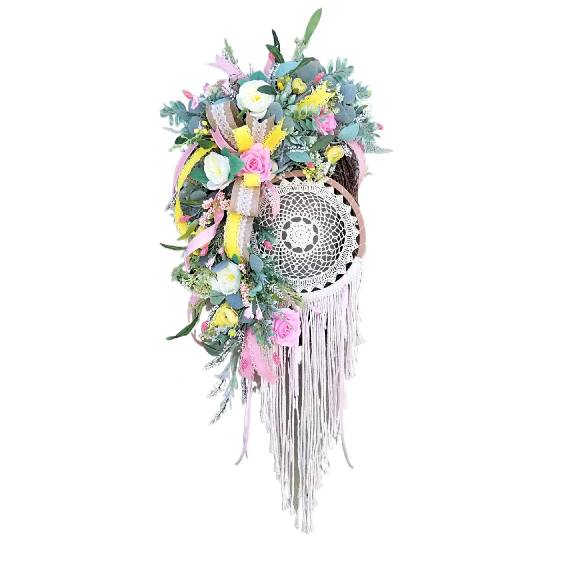 Spring Floral Dream Catcher Grapevine Wreath