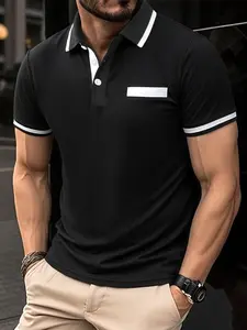 Men's Polo Shirt Fashion Casual Business Golf Tennis Outdoor Pure Color Collar Trendy T-Shirt, Breathable Moisture-Wicking, All Seasons Unisex