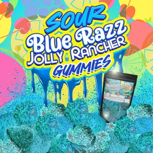 Sour Blue Razz Jolly Rancher Gummies - Bold Blue Raspberry Flavor, Chewy & Addictive Fruit Candy