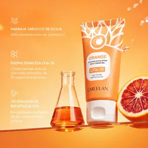 GMEELAN Exfoliating Peeling Gel Brightening Facial Scrub with Vitamin C & Orange Enzymes, Gentle Dead Skin Remover for Glowing Glass Skin, Mild Exfoliator
