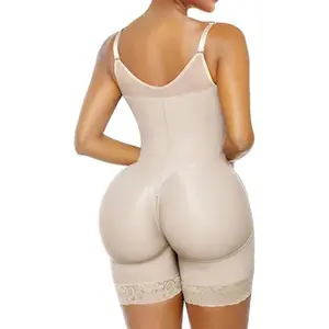 Body-Sculpt Colombian Women's Shapewear Bodysuit Backless with Bra Cup Faja Waist Trainer Full Body High Waisted Butt Lifting Tummy Control Slimming Jumpsuit with a zippered crotch and detachable shoulder straps