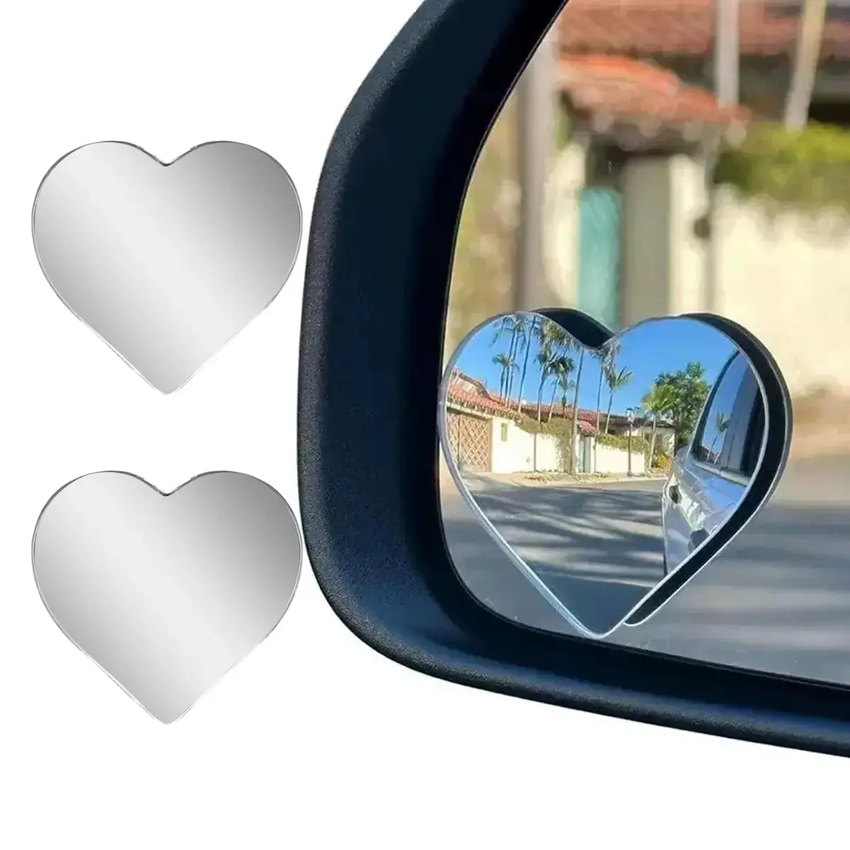 【Summer Survivals】Joytutus 2-Pack Heart-Shaped Blind Spot Mirror for Vehicles, Wide-Angle Side View Auto Replacement Part, 360-Degree Rotatable, Universal Frameless Fit, Modern Cute Cars Accessories for Car Decor