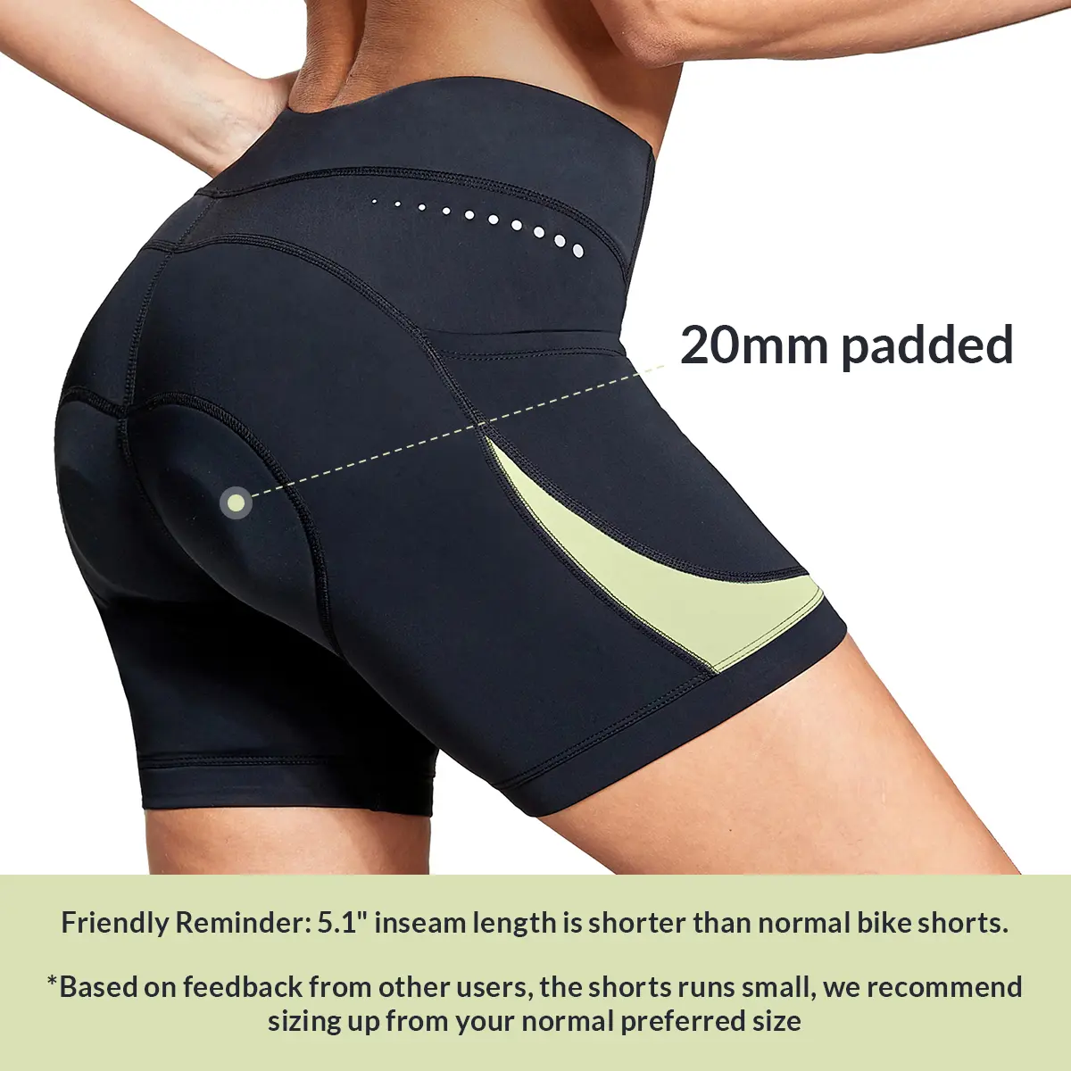 baleaf Women's 5.1" Inseam Breathable Cycling Shorts with 4D Gel Padding, Fitted Tummy Control Workout Bottoms with Pockets