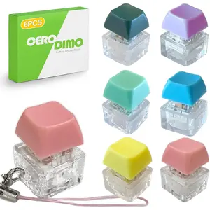 6 Pack Keyboard Keychain, Keycap Keychain, Stress Relief, Mechanical Switch Clicker Fidget for Office, Home, School, Adults
