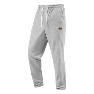 Men's Medium Casual Straight-Leg Pants - Drawstring Waist, Soft Smooth Fabric, Side Pockets, Small Brown "SPORT" Label, Relaxed Comfortable Fit, Medium Men's Pants
