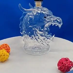 Dragon Head Shaped Whiskey Decanter, Unique Handcrafted Glass Liquor Bottle, Perfect Gift for Men, Home Bar Decor, Collectible Display, Home Bar Accessories
