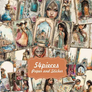 DIY Decor Paper Set with Sticker, 54pcs/set Scrapbooking & Journal Making Material Paper, DIY Decorative Paper Set