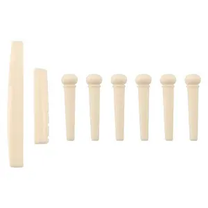 6 Bridge Pins + saddle + bridge saddle Bone / Bone Acoustic Guitar white US