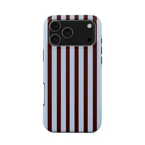 [Trending]Offline – IPhone 17 Pro Max Case |           Brown & Blue Vertical Stripes Design |           Trendy Aesthetic, Durable Dual-Layer Protection |           Compatible For IPhone 17 Air, 16, 15, 14, 13, 12, 11 / Pro Max, Plus & Mini Compatible With