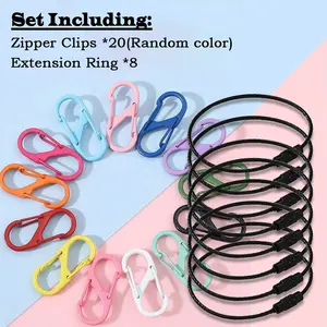 Universal Zipper Pull Repair Kit with Extension Rings, Durable Metal Zipper Tab Replacements for Backpacks and Outdoor Gear, Small Carabiner Zipper Clips for Tents, Jackets and Purses