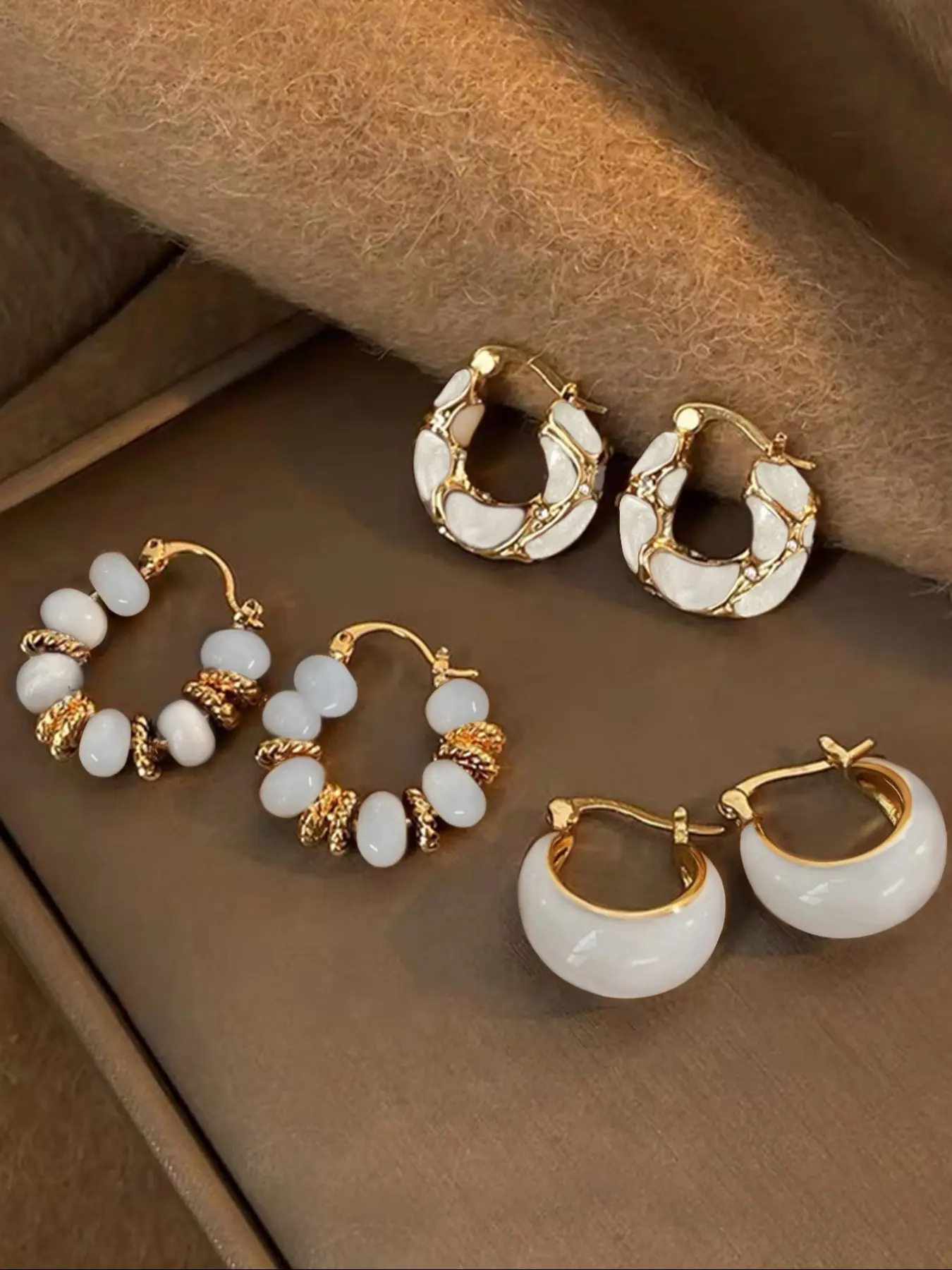 Elegant Resin Earrings Set for Women, Vintage Style, Stylish Jewelry, Perfect for Daily Wear, Parties, and Dance Events, 3 Pairs, Earring Pack, Hoop Earring Sets, Hoop Shape Earrings, Circle Shape Earrings