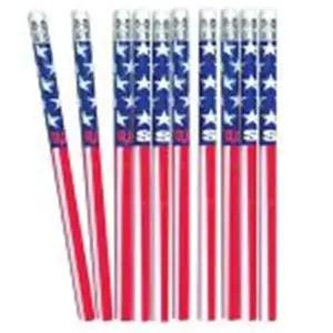 212 MAIN Patriotic Pencils, Patriotic Look Design, Stars Stripes Pattern, Wooden Body Writing Tool (KA222 Model)