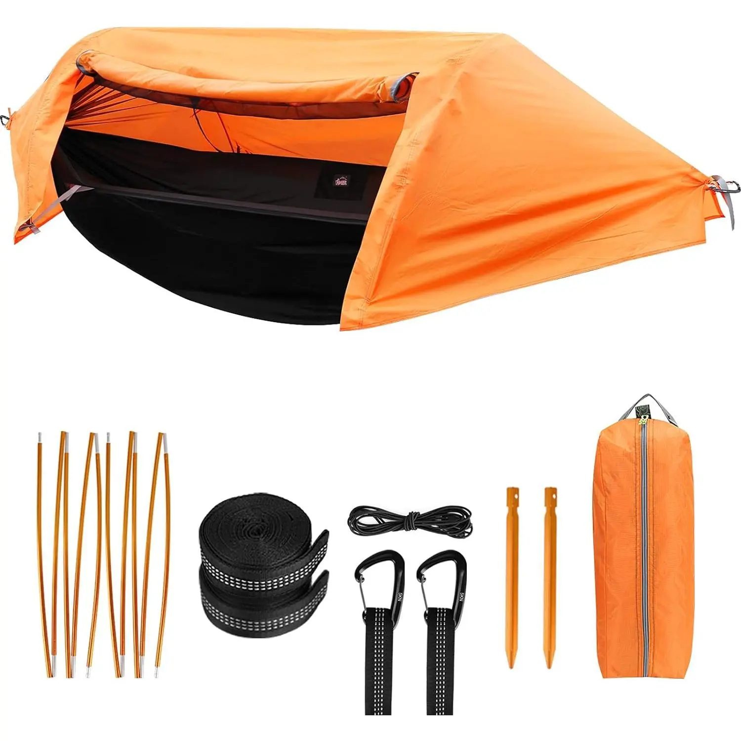 Portable Camping Hammock, 3-in-1 Hammock Tent with Mosquito Net and Rain Fly Cover, 440lbs Load Capacity, Portable Hammock