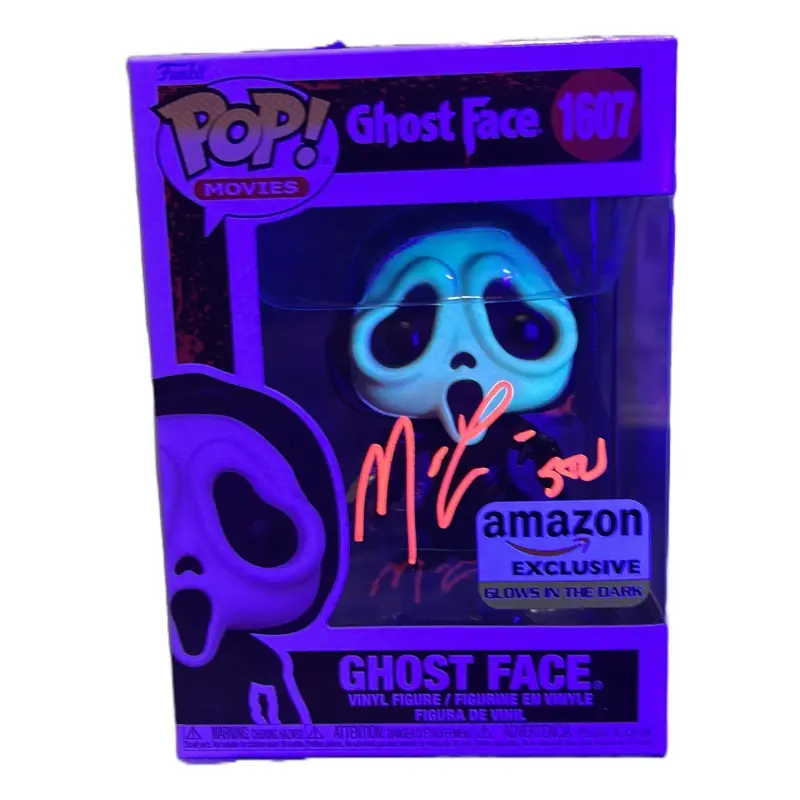Funko Pop Vinyl Figure - Ghostface Black Light Reactive Glow Edition, Signed by Matthew Lillard, Authentic TV/Movie Character Collectible, Ideal for Gifting to Fellow Enthusiasts, Collectibles