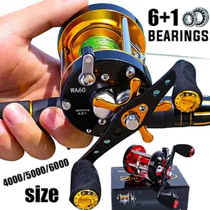 SOUGAYILANG Fishing Reels Metal Round Baitcasting Fishing Reel 6+1BB Conventional Reel Reinforced Metal Body Trout Bass Spinning Fishing Reel