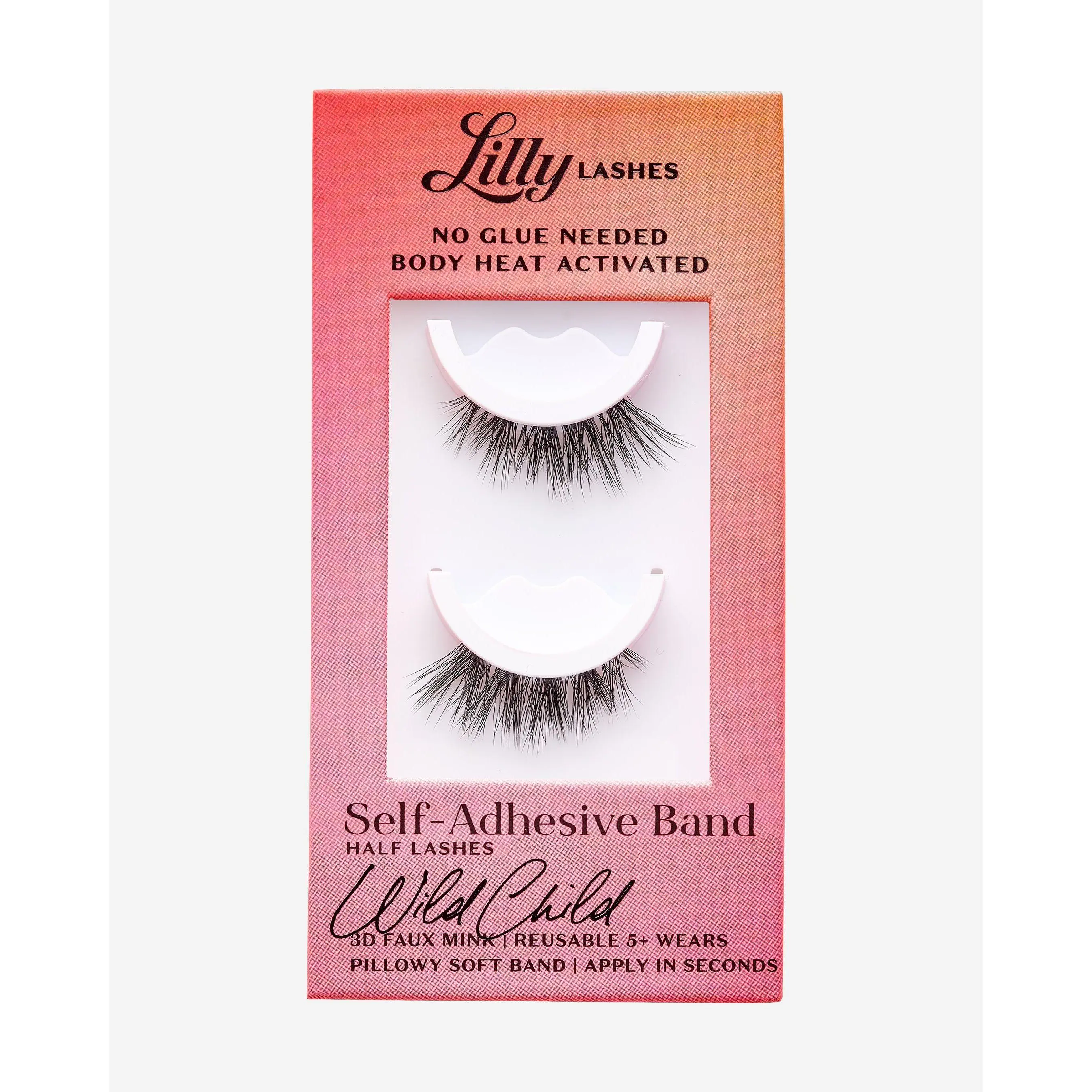 Self-Adhesive Eyelashes WildChild Half Lash | Lilly Lashes 3D Faux Mink | No Glue Needed, Body Heat Activated Self-Adhesive Eyelashes WildChild Half Lash | Lilly Lashes 3D Faux Mink | No Glue Needed, Body Heat Activated