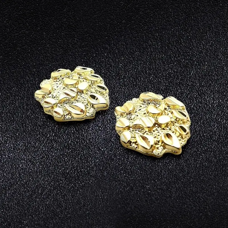 Magnetic Cookie Nugget Earrings Hip Hop Iced Gold plated Cubic Zirconia Earrings