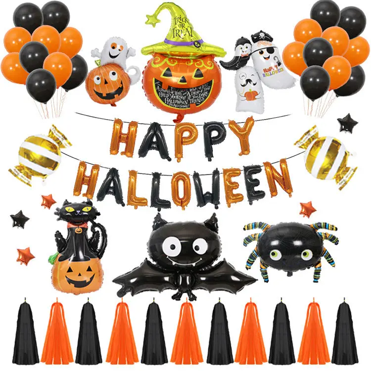 Halloween Pumpkin & Bat Helium Balloons, Festive Home Party Decoration Supplies
