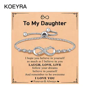 KOEYRA Infinity Love Heart Bracelets for Women Girls Birthday Christmas Valentine's Day Jewelry Gifts for Mom Daughter with Inspirational Message Card