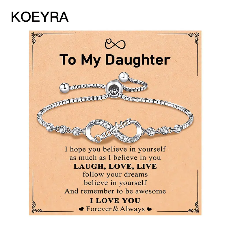 KOEYRA Infinity Love Heart Bracelets for Women Girls Birthday Christmas Valentine's Day Jewelry Gifts for Mom Daughter with Inspirational Message Card