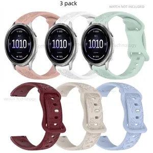 22mm soft silicone strap compatible with Garmin Venu 3/Vivoactive 4/Venu 2/Venu 4 45mm sunflower print Floral waterproof replacement strap, suitable for 265/255 women's silicone strap 41mm women's silicone strap 3 packs Smart Watch Accessories