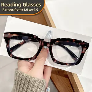 Retro Rectangle Frame Reading Glasses, Clear Lenses Anti- Light Eyeglasses for Women & Men, Fashion Eyeglasses for Work, Daily Clothing Decor