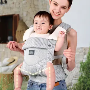 Bebamour Breathable Baby Carrier Ergonomic Infant Carrier for 7-32lbs, Adjustable Knob for Baby Hip Healthy Develop, Mesh Infant Carrier,Front and Back Baby Carrier with 2 Teething Pads