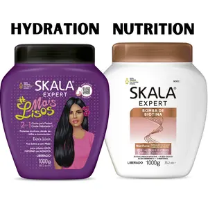 SKALA Hair Care Set: Mais Lisos + Bomba de BIOTINA- Each Bottle 1000g-35.27 Oz (Pack of 2) 100% VEGAN Conditioner and leave in conditioner Haircare