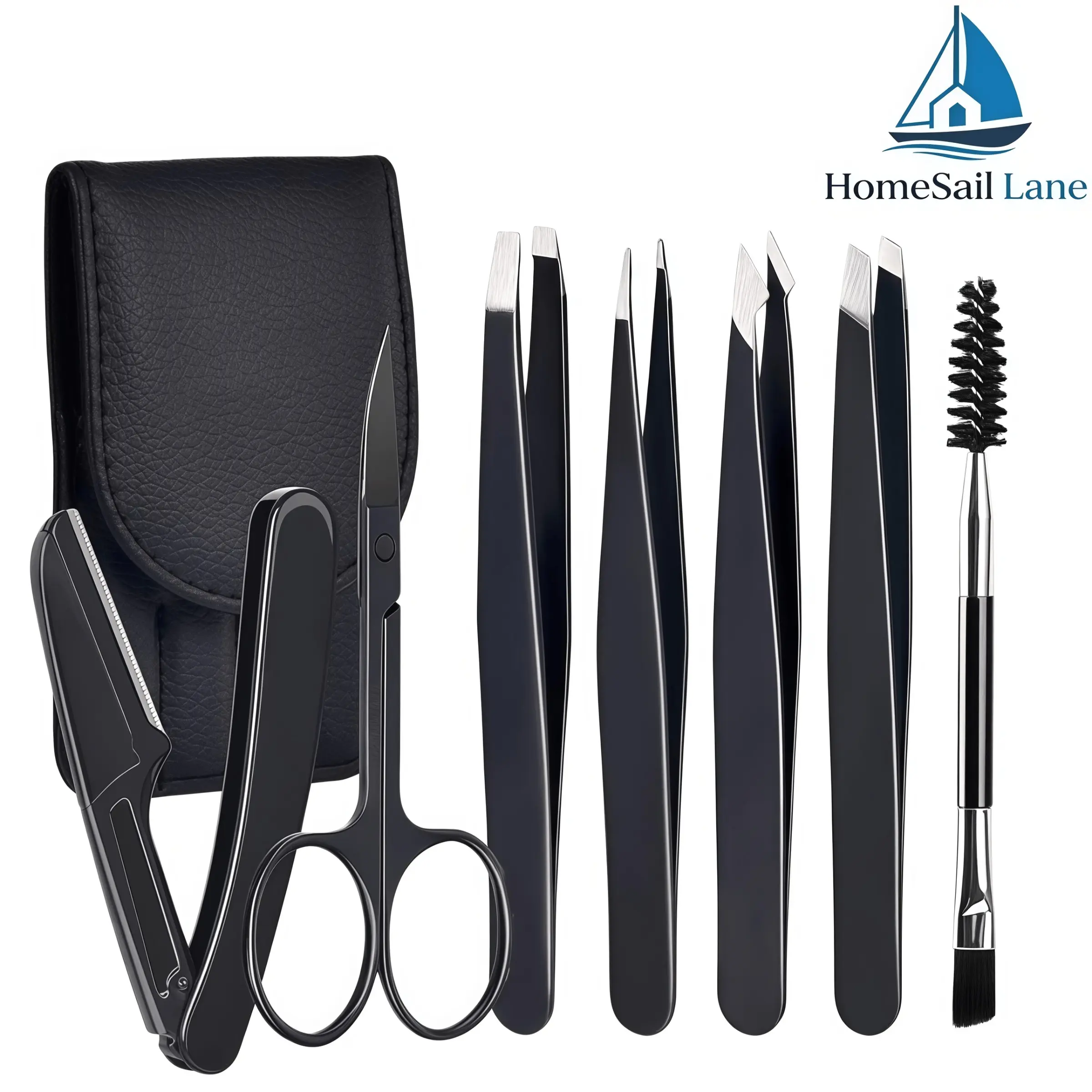 7pcs Eyebrow Tweezers Kit Stainless Steel Beauty Equipment for Women, Precision Plucker with Brow Scissors, Razor, Spoolie, Ideal for Facial, Chin, Brow, Splinter, Ingrown Hair Removal Eyebrow Styling Kit Cosmetic Tools