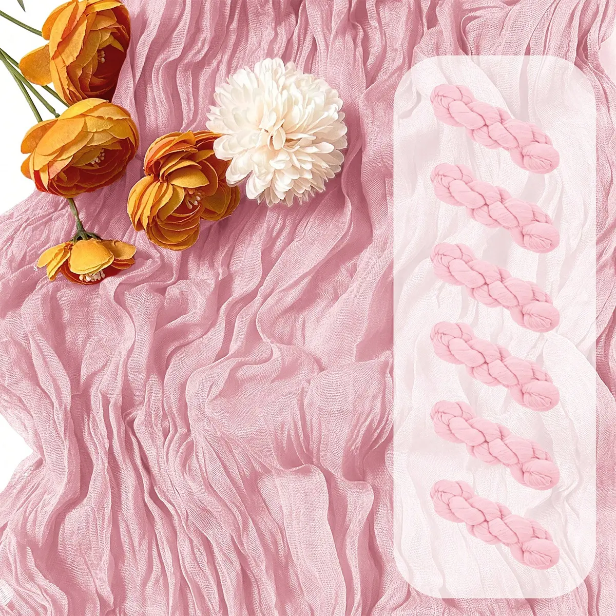 6/10 Packs Pink Table Runners,Cheesecloth Table Runner 17*108 Inch 9FT Boho Gauze Cheese Cloth Table Runners For Wedding Party Baby Shower Birthday Home Decor