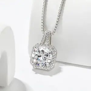 【Must be】S925 Silver Premium Moissanite Necklace - New Release, 2-5ct Options | Free Necklace Chain Upgrade | Elegant Timeless Jewelry Gift for Men & Women | Genuine Certificate of Authenticity | dealsforyoudays Gift, Dainty/Statement Style